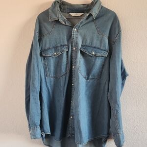 Light Blue Denim Button-Up Shirt